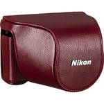 Nikon Leather Body Case Set for Nikon 1 J1 Camera with 10-30mm Lens (Red)