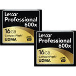 Lexar 16GB Professional 600x Compact Flash Card - 2 Pack