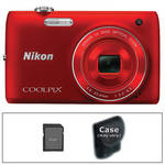 Nikon [Refurbished] Coolpix S4100 Digital Camera with Basic Accessory Kit (Red)