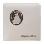 Pioneer Photo Albums Wedding Album - White Moire Fabric Cover (Silver Oval Frame With Text)