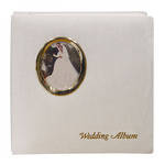 Pioneer Photo Albums Wedding Album - White Moire Fabric Cover (Gold Oval Frame With Text)