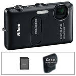 Nikon CoolPix S1200pj Digital Camera with Built-In Projector (Black) with Basic Accessory Kit