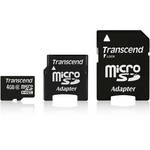 Transcend 4GB Micro SDHC Card with Mini SD and SD Card Adapters (Class 6)