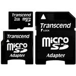Transcend 2GB Micro SDHC Card with Mini SD and SD Card Adapters (Class 6)