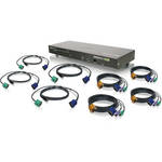 Iogear 8-Port USB PS/2 Combo KVM Switch Kit with Four PS/2 KVM Cables and Four USB KVM Cables