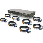 Iogear 8-Port USB PS/2 Combo KVM Switch Kit with Eight PS/2 KVM Cables and One USB KVM Cable