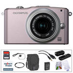 Olympus E-PM1 Mirrorless Micro Four Thirds Digital Camera Kit with 14-42mm f/3.5 - 5.6 II Lens and Basic Accessories (Pink)
