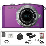 Olympus E-PM1 Mirrorless Micro Four Thirds Digital Camera Kit with 14-42mm f/3.5 - 5.6 II Lens and Basic Accessories (Purple)