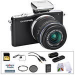 Olympus E-PM1 Mirrorless Micro Four Thirds Digital Camera Kit with 14-42mm f/3.5 - 5.6 II Lens and Deluxe Accessories (Black)