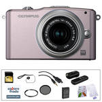 Olympus E-PM1 Mirrorless Micro Four Thirds Digital Camera Kit with 14-42mm f/3.5 - 5.6 II Lens and Deluxe Accessories (Pink)