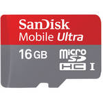 SanDisk 16GB microSDHC Memory Card Mobile Ultra Class 6 With SD Adapter