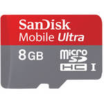 SanDisk 8GB microSDHC Memory Card Mobile Ultra Class 6 With SD Adapter
