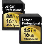 Lexar 16GB SDHC Memory Card Professional Class 10 UHS-I - 2-Pack