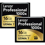 Lexar 16GB CompactFlash Memory Card Professional 1000x UDMA - 2-Pack