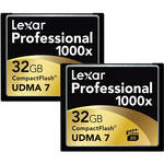 Lexar 32GB CompactFlash Memory Card Professional 1000x UDMA - 2-Pack