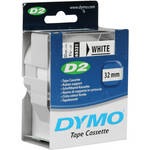 Dymo Polyester D2 Tapes (Black Print, White Tape - 1 1/4" x 32')