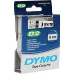 Dymo Polyester D2 Tape (Black Print, White Tape - 1/2" x 32')