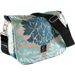 Capturing Couture Parisian Spirit Camera Bag (Damask Design in Taupe with Turquoise, Blue Accents)