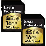 Lexar 16GB SDHC Memory Card Professional Class 10 UHS-I (2 Pack)