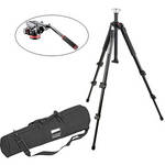 Manfrotto 055XB Tripod Legs (Black) & 502HD Pro Video Head with Flat Base Kit