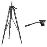 Manfrotto 475B Professional Tripod Legs (Black) & 502HD Pro Video Head with Flat Base