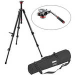 Manfrotto 755CX3 MagFiber Video Tripod Legs with Rapid Center Column & 502HD Pro Video Head with Flat Base Kit