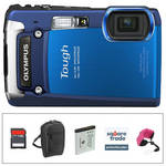 Olympus Tough TG-820 Digital Camera (Blue) with Deluxe Accessory Kit