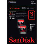 SanDisk 16GB SDHC Memory Card Extreme Class 10 UHS-I - 2-Pack