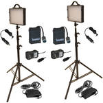 Bescor LED-200KNMH Twin 200W LED Studio Light Kit with Batteries