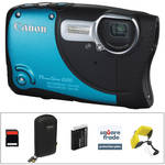Canon PowerShot D20 Waterproof Digital Camera with Deluxe Accessory Kit (Blue)
