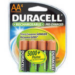 Duracell AA NiMH Pre-Charged Rechargeable Stay-Charge Batteries (2000mAh, 4 Pack)