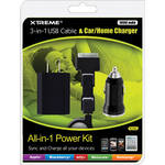 Xtreme Cables 3-in-1 USB Cable & Car/Home Charger (1000 mAh)