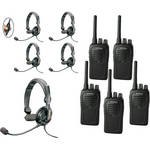 Eartec 5-User SC-1000 Two-Way Radio with Slimline Single Inline PTT Headsets