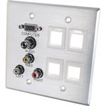 C2G Double Gang HD15 VGA, 3.5mm, A/V, Aluminum Keystone Wall Plate (White)