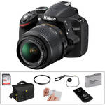 Nikon D3200 Digital SLR Camera w/ 18-55mm VR Lens (Black) & Basic Accessory Kit