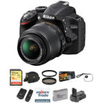 Nikon D3200 Digital SLR Camera w/ 18-55mm VR Lens (Black) & Deluxe Accessory Kit