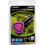 Xtreme Cables Dual Port USB Car Charger (Pink)