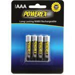 Powerex MHRAAA4 Rechargeable AAA NiMH Batteries (1.2V, 1000mAh) - 4-Pack