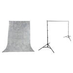 Impact Background Kit with 10 x 24' Tie-Dyed Slate Gray Muslin Backdrop
