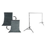 Impact Background Kit with 10 x 24' Dawn/DeepSea Blue Reversible Muslin Backdrop