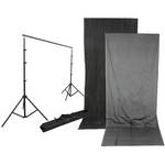 Impact Background Kit with 10 x 24' Dark Gray/Light Gray Reversible Muslin Backdrop