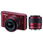 Nikon 1 J2 10.1MP Digital Camera, 3.0" LCD, w/ 10-30mm & 30-110mm Lens - Red