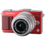Olympus E-PM2 Mirrorless Micro Four Thirds Digital Camera with 14-42mm f/3.5 - 5.6 II Lens (Red Camera, Silver Lens)