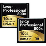 Lexar 16GB CompactFlash Memory Card Professional 800x - 2-Pack