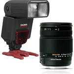 Sigma 18-250mm f/3.5-6.3 DC Macro OS HSM Lens and EF610 DG ST Flash Kit for Pentax