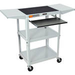 Luxor Steel AV/Utility Cart With Keyboard & Drop Leaf Shelves (Gray)