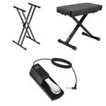 B&H Photo Double X-Stand with X-Bench and Piano Sustain Pedal - Keyboard Essentials Kit