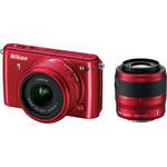 Nikon 1 S1 Mirrorless Digital Camera with 11-27.5mm and 30-110mm Lenses (Red)