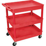 Luxor TC 3-Shelf Utility Tub Cart (Red Finish)