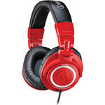Audio-Technica ATH-M50 Professional Closed-Back Studio Headphones with a Coiled Cable (Red)
